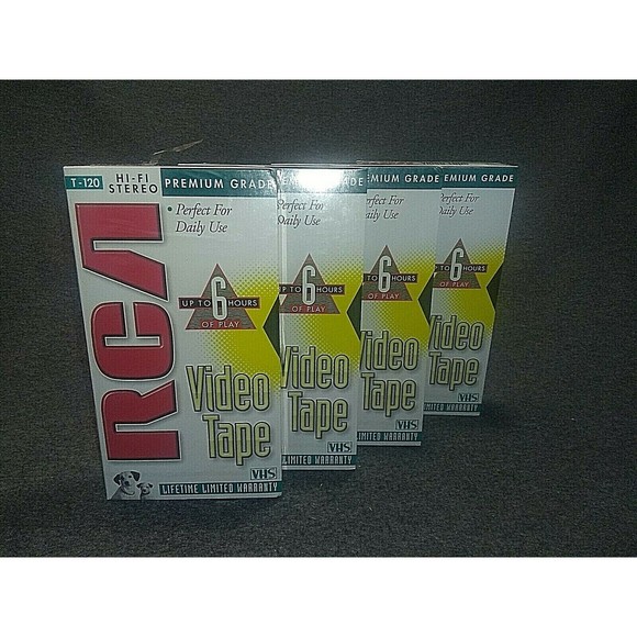 RCA VHS Blank Video Tape T120 Hi-Fi Lot of 4 Premium Grade NEW SEALED NOS - Picture 1 of 4